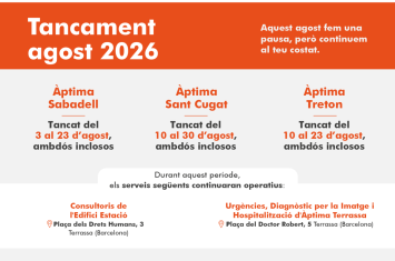 Nuevos horarios de verano de los centros de  Àptima 